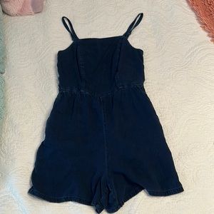 Blue denim romper